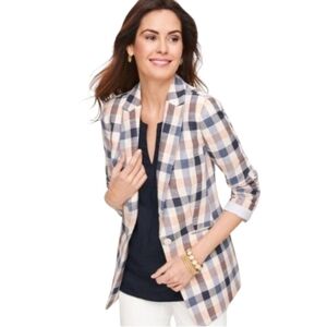 NWT Talbots Vivid Plaid Blazer Jacket Preppy Womens Size Petite 2P